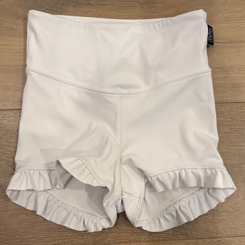Tiger Friday White Ruffle Hem Shorts